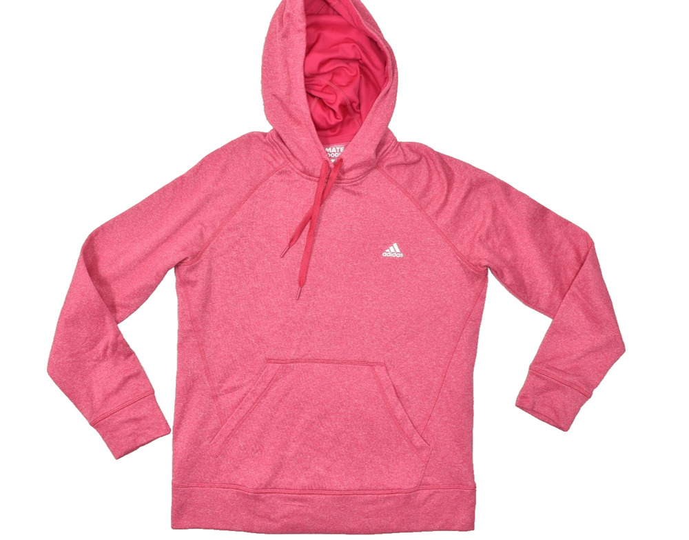 Adidas Ultimate Hoodie Women's Pink Climalite Pullover Hoodie Size L Polyester